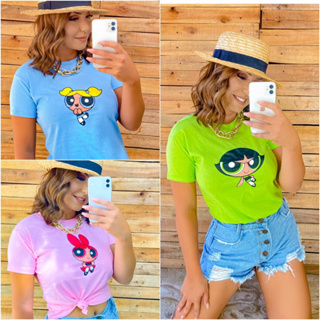 T shirt camiseta feminina 100% algodao superpoderosas Lindinha Docinho Florzinha linha premium
