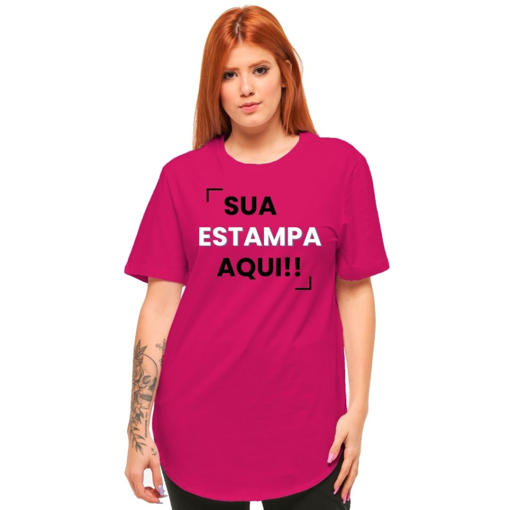camiseta longline feminina personalizada em Promoção na Shopee