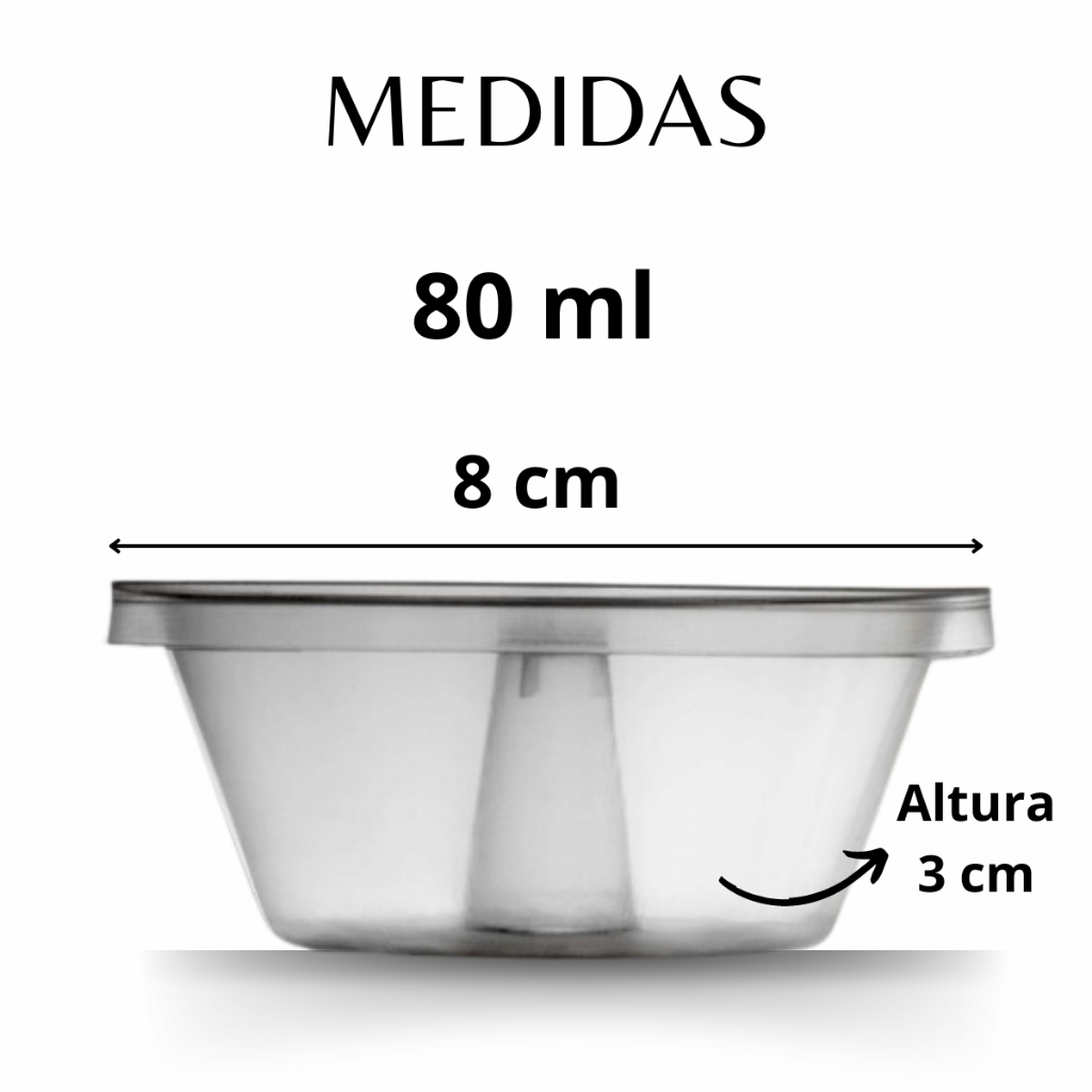 Forma De Pudim Plástico Mini C/ Tampa 80ml - 100 Unidades