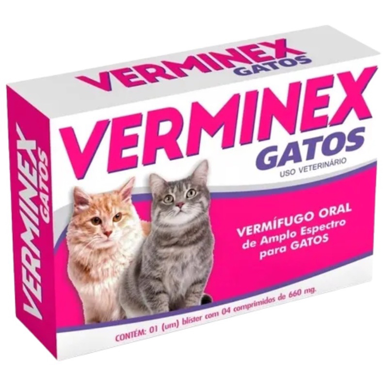 Verminex Gatos Vermífugo Oral De Amplo Espectro Dose Unica c/4 ...