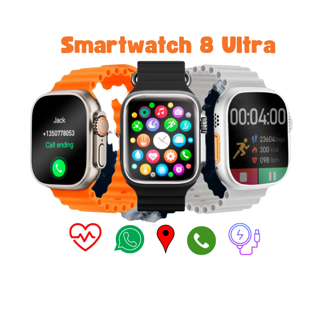 Smartwatch Inteligente Ultra 8 NFC ECG GPS Ios e Android 49mm com ...