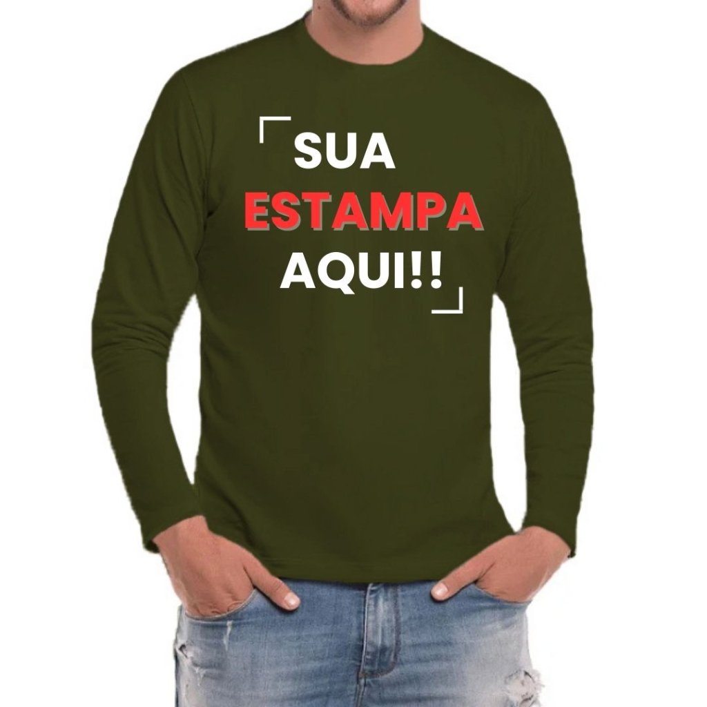 Camiseta Masculina Estampa Personalizada Manga Longa C15e