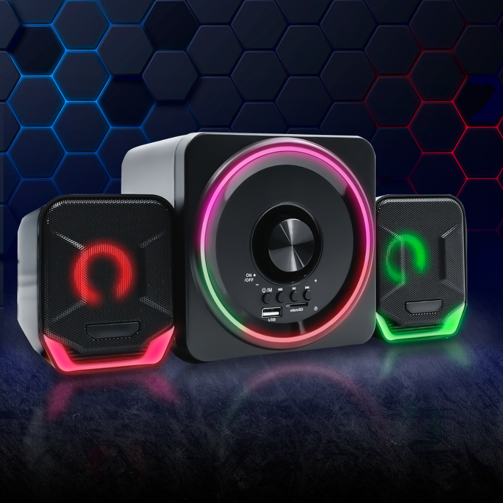 Caixa de Som Multimídia 2.1 Canais Bluetooth Rgb Para Pc Notebook ...