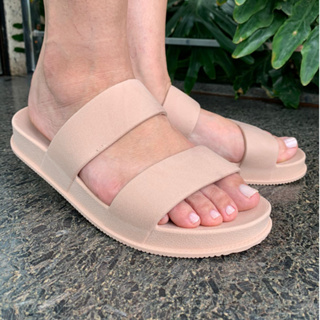 Sandália Feminina - Sandália Papete Birken Slide 2 faixas lisa