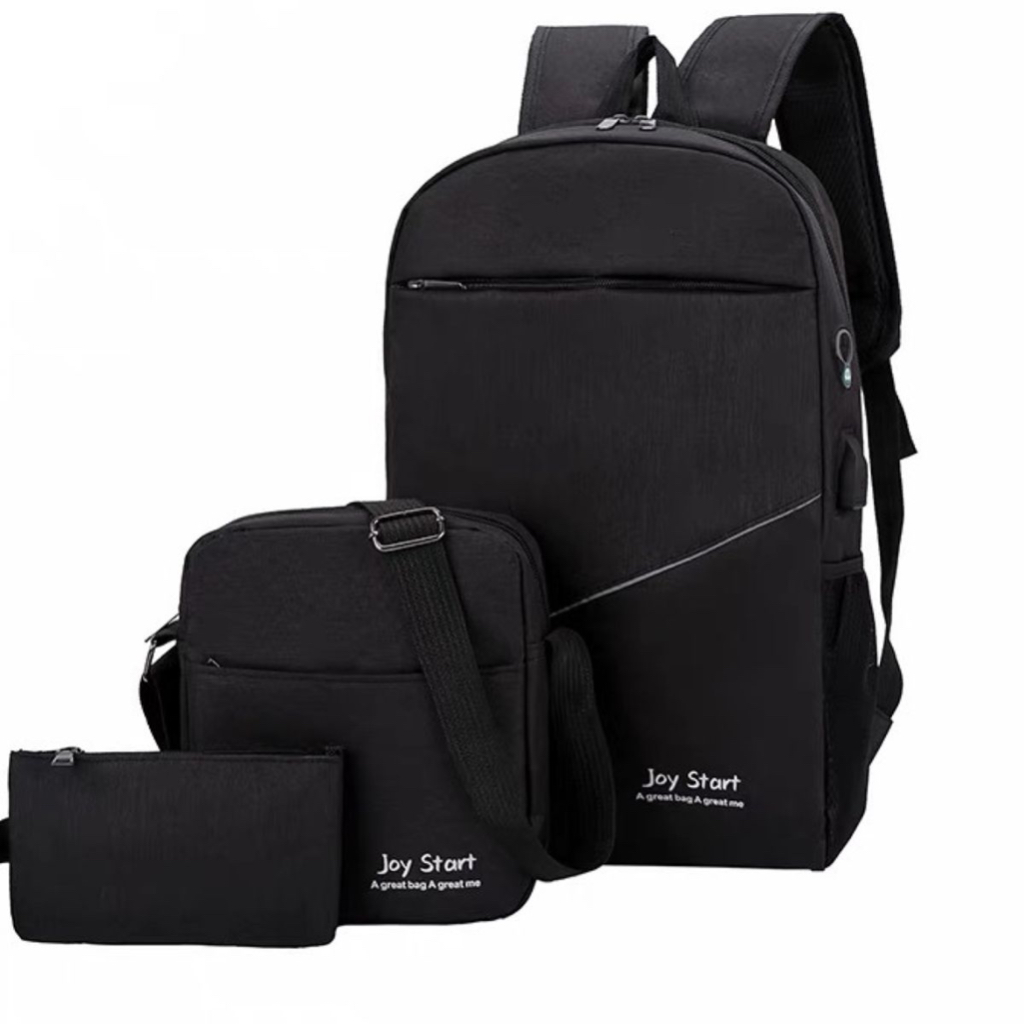 Mochila Bolsa Masculina Feminina Escolar Notebook Conjunto USB 3 peças 3-3