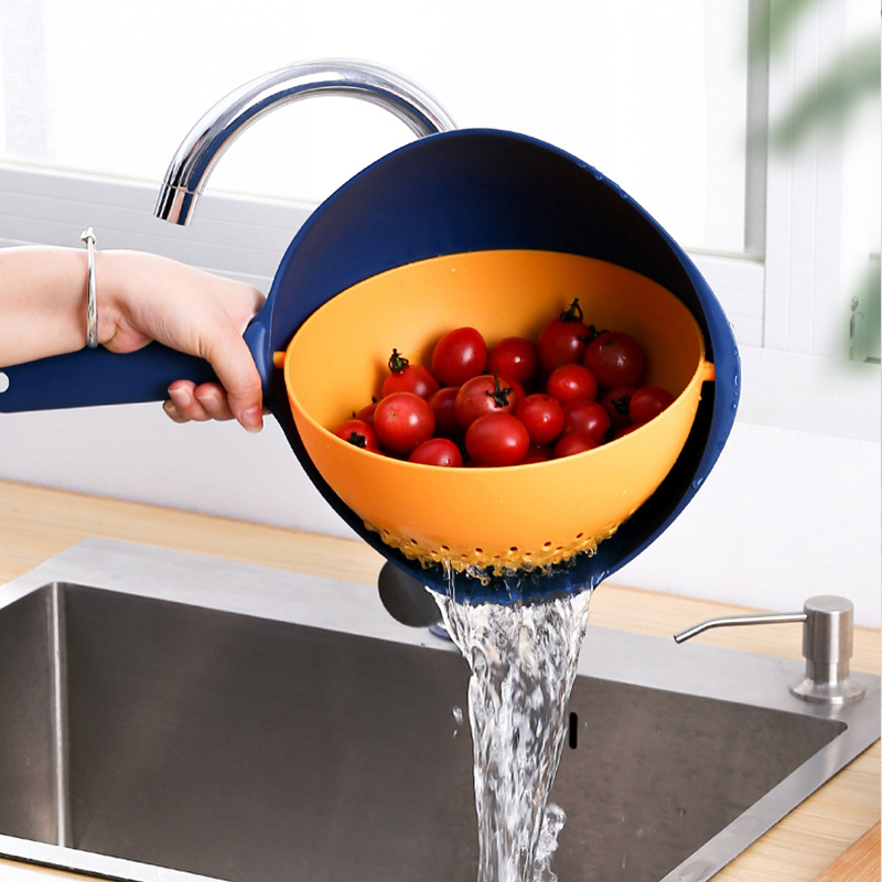 Escorredor Giratório Duplo Multifuncional Inteligente Arroz Macarrão Fruta Salada Massa Utensílios Cozinha