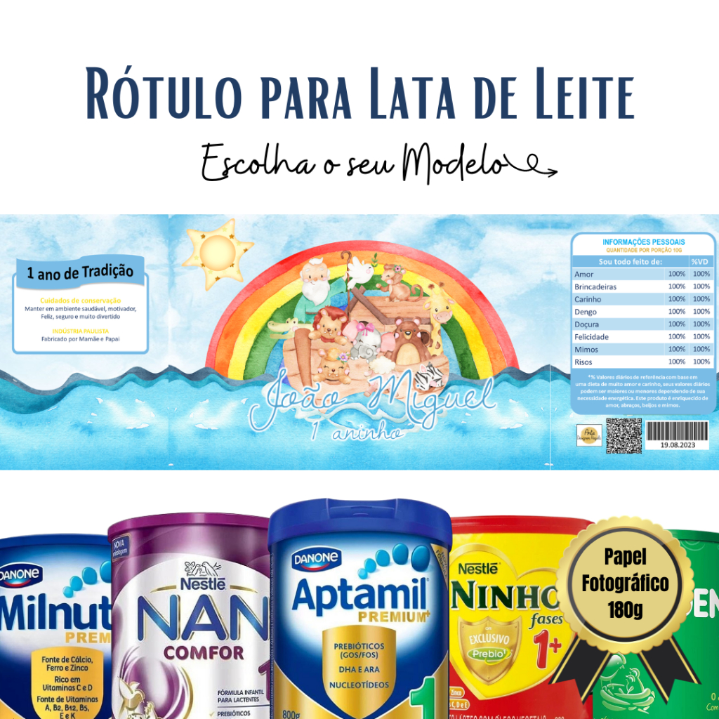 Rotulo lata de leite 400g e 800g Arca de Noé, arca noé - lembrancinha ...