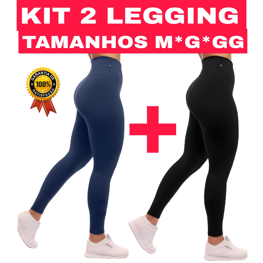 Kit 3 Leggings Fitness Feminina Cintura Alta Academia Caminhada