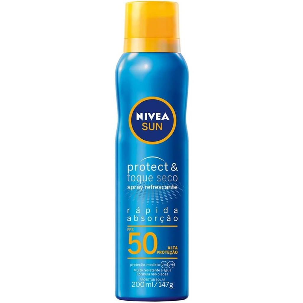 Protetor Solar Spray FPS 50 Protect&Toque Seco 200ml Nivea Sun | Shopee ...
