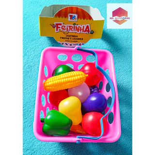 Cesto de Mercado Infantil 12 Peças Frutas/legumes para diversão