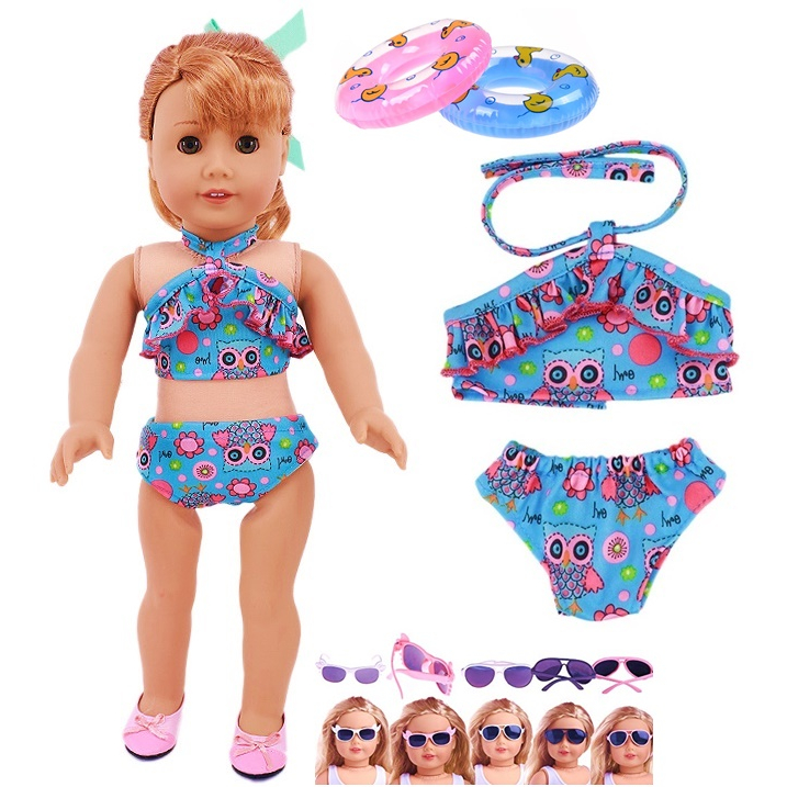 Roupa Maiô Para Boneca American Girl Our Generation Adora Bebê Reborn Baby  Alive Roupinha Praia Flamingo Biquíni Com Óculos Boia 41