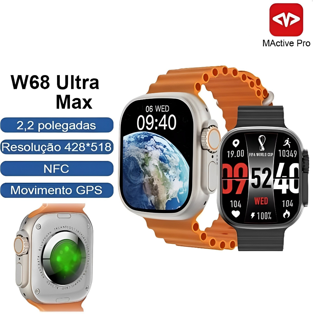 Smartwatch W68+ Ultra Max Watch 8 Relógio Inteligente Série 8 49mm Original