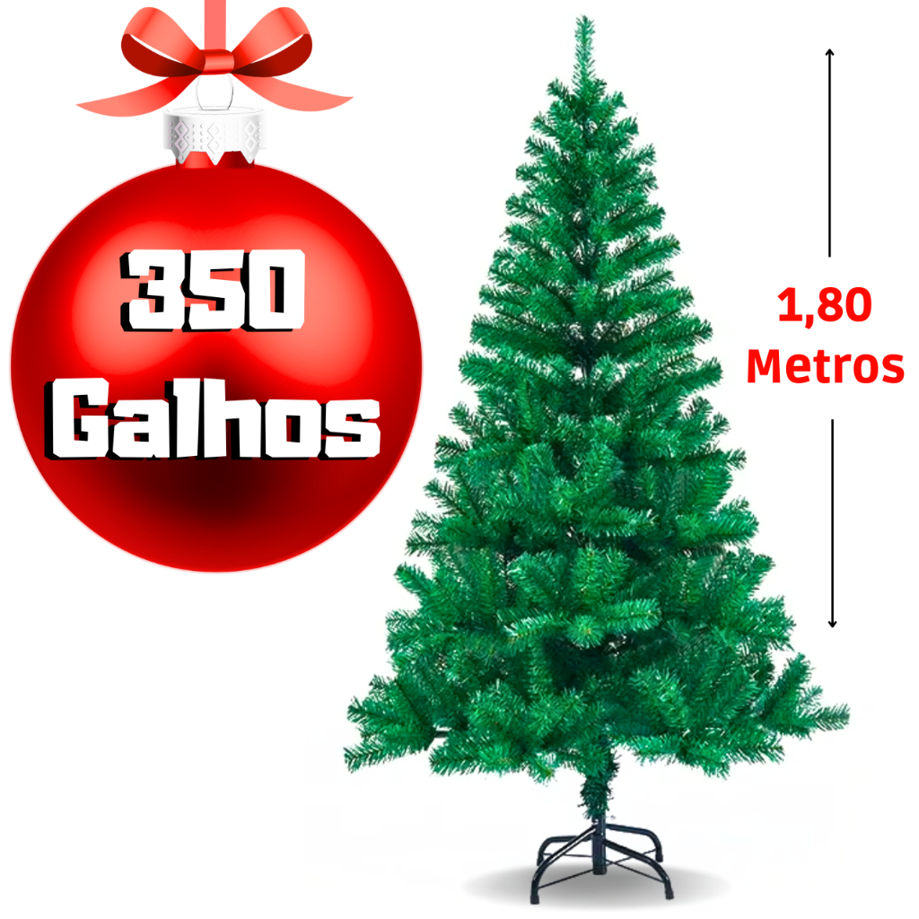 Arvore Natal 350 a 450 Galhos Pinheiro Verde Super Grande 1,80 Metros Luxo