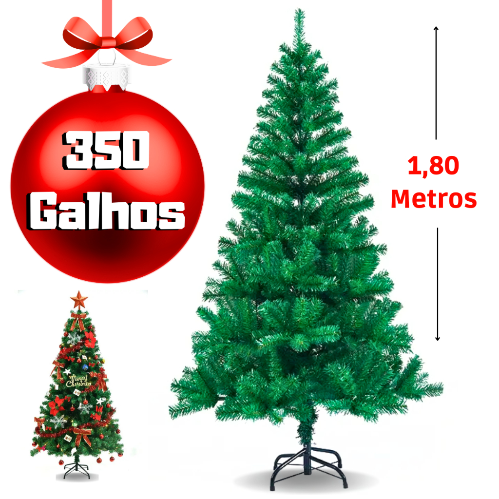 Árvore Pinheiro de Natal 1,80 Metros Modelo Luxo 420 Galhos - Chibrali -  Árvore de Natal - Magazine Luiza