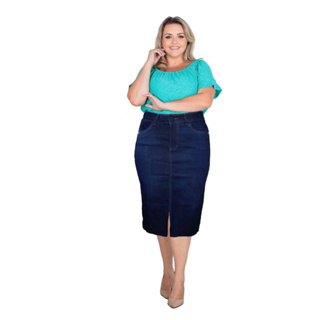 Calça Capri Jeans Plus Size com detalhe em botões na lateral Tamanhos 44 ao  60 (1033)