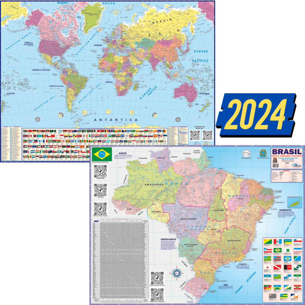Mapa Mundi Brasil Escolar Politico Rodoviário Poster Geográfico Dobrado Shopee Brasil 6240