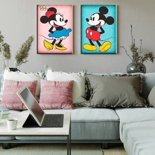 Kit 2 Plaquinhas Decorativas Para Decorar Quarto Sala Mickey e Minnie Mouse Amor Love 20x30