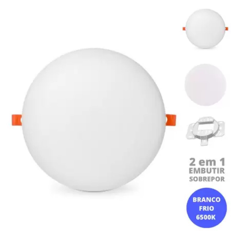Painel Borda Infinita Redondo Painel Led 2 In 1 Sobrepor E Embutir 24W 36W