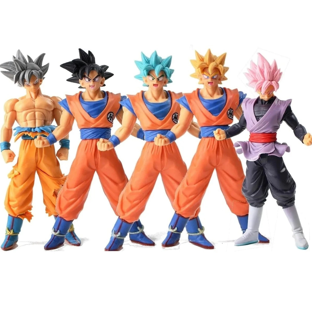 Kit 2x Goku Dragon Ball - Goku Cabelo Preto + Super Sayajin