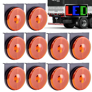 Kit 10 Lanternas Lateral Carreta LED Âmbar Laranja Randon 85mm com Suporte com Fio 12V 24V em Oferta na Shopee