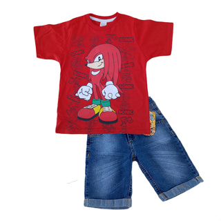 Conjunto Camiseta e Bermuda Sonic 3D