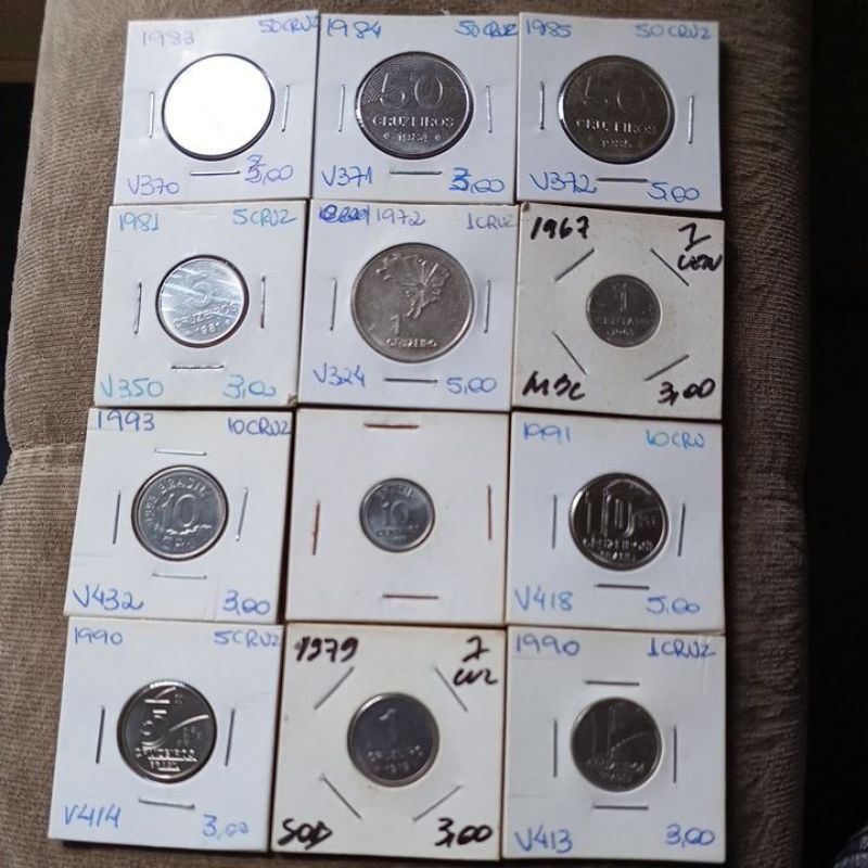 LOTE 12 MOEDAS BRASIL EM INOX NO COIN HOLDER