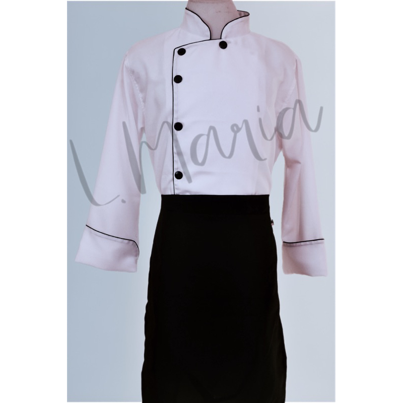 Dolmã Jaleco Chef Cozinha Oxford Manga 3/8 Branca Botão Trad