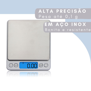 Mini Balança Digital Cozinha De Alta Precisão 0,1g Até 2000g Cor Inox