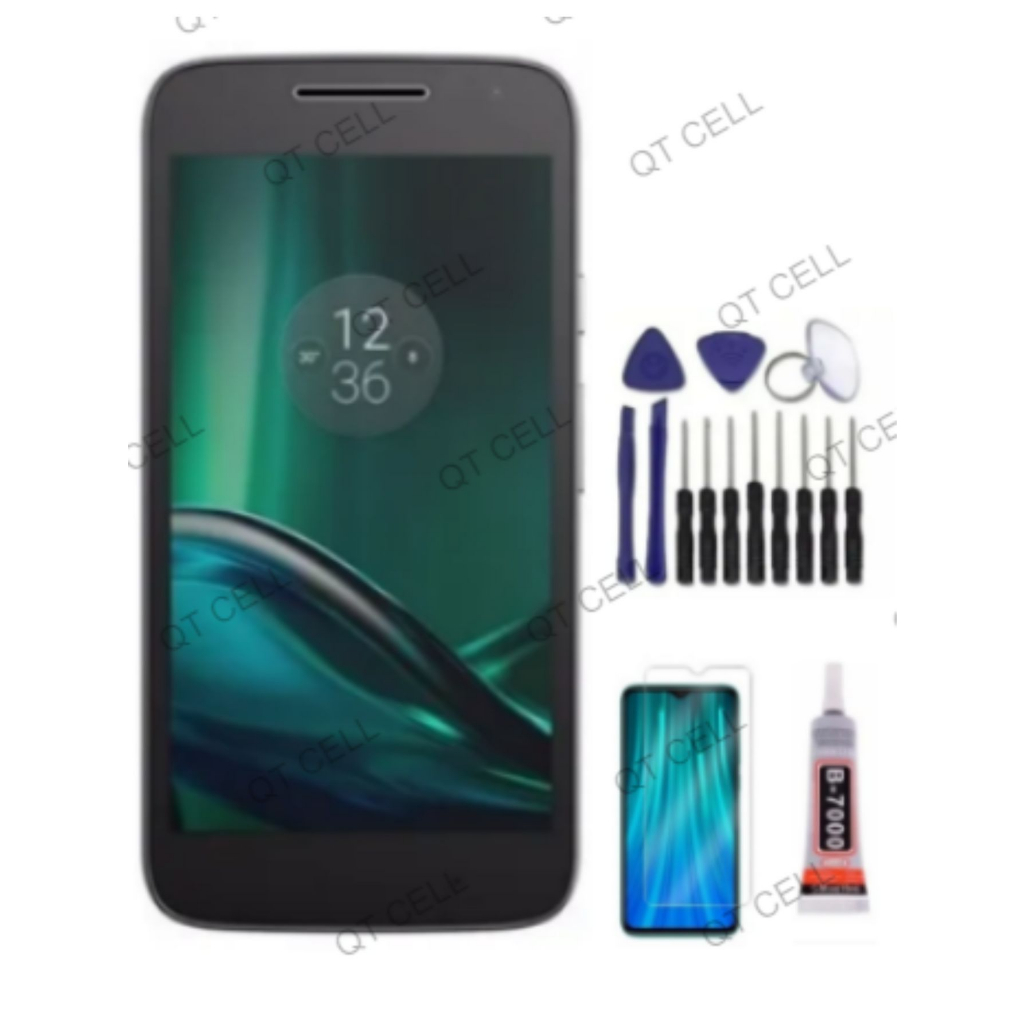 Tela Frontal Touch Display Com Aro Compativel Para Moto G4 Play Moto XT1601  XT1602 XT1603 XT1604 + Pelicula + Cola 15ml + Chaves