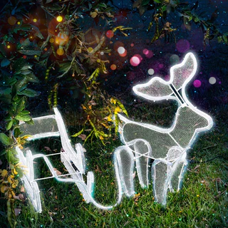 Armação de Rena com Trenó Pisca Pisca Natalina Led 127v/220v para Decoração de Natal Ano Novo Festas