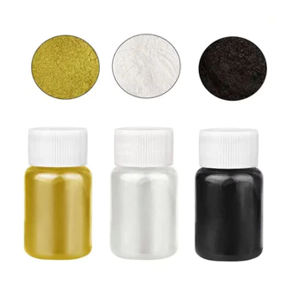 Pigmento em Pó Mica Perolado Branco Preto e Dourado