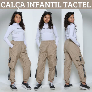 Calça Jogger Infantil Feminina Tactel 4 Cores Calça Juvenil Para Crianças Cargo Street Bloguerinha Calça Para Meninas