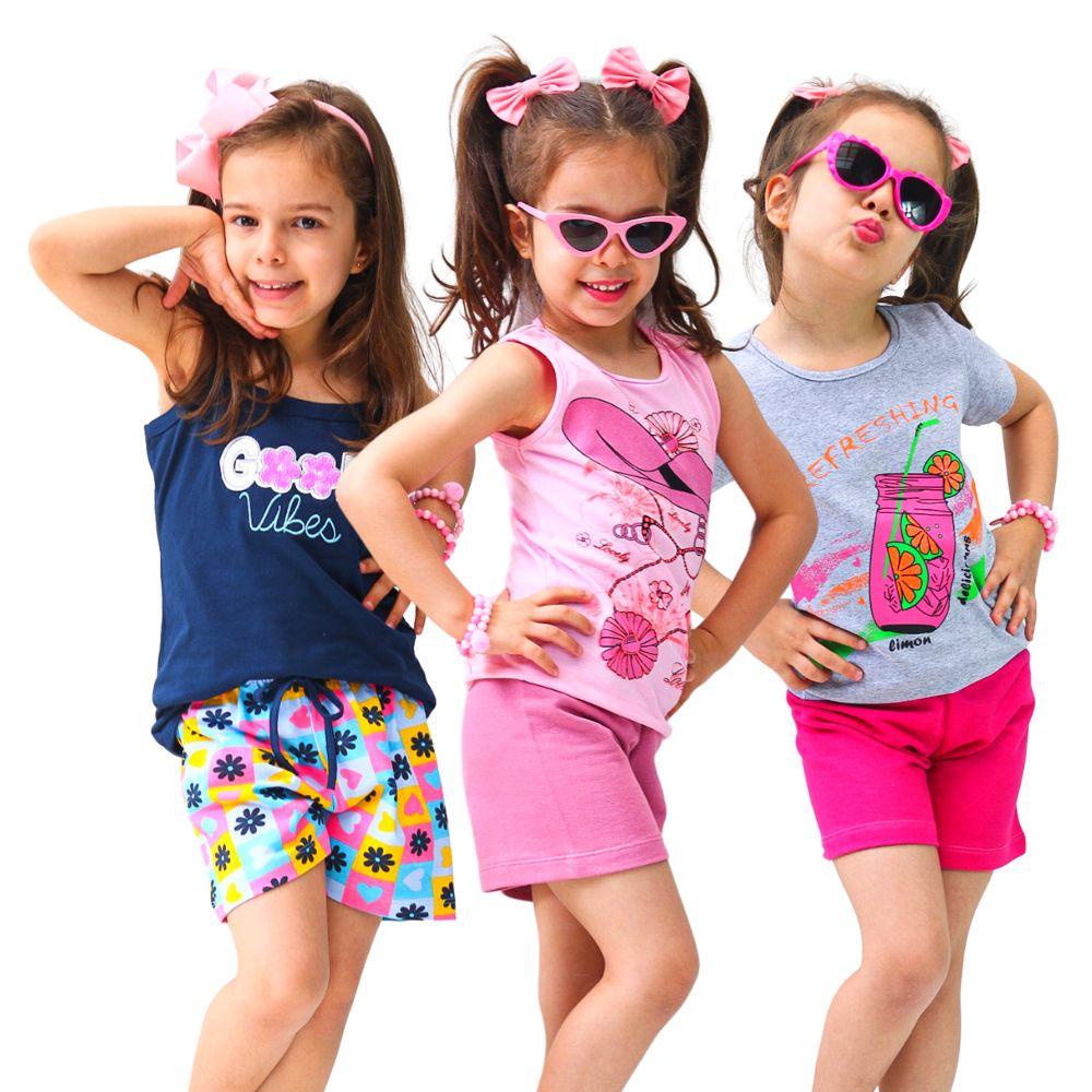 Roupa Infantil Menina Kit 6 Peças Verão 1 ao 16 Conjunto Feminino Criança