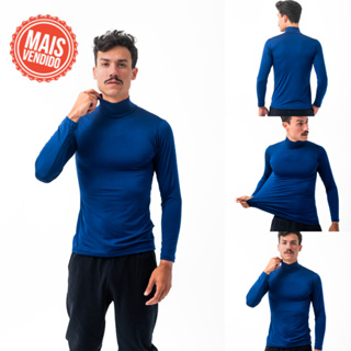 Camiseta Gola Alta Proteção Uv Segunda Pele Academia Azul Marinho Solar 50+ Camisa