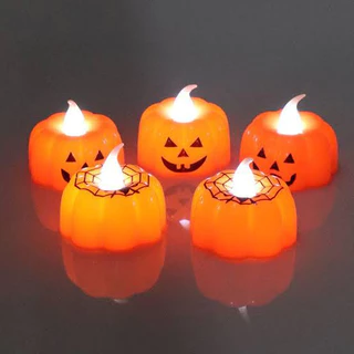 Kit C/3 Mini Vela Led Abóbora Enfeite Decorativo Halloween