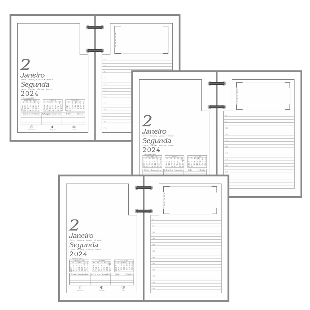 Agenda Refil Calendário de Mesa Redoma 2024 Kit C/3 Unids | Shopee Brasil