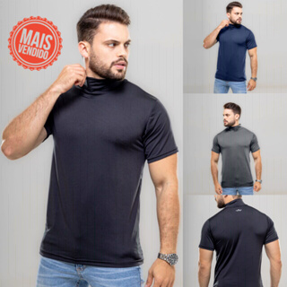 Camiseta Curta Gola Alta Proteção Solar 50+ Estilo Treino Fitness Academia