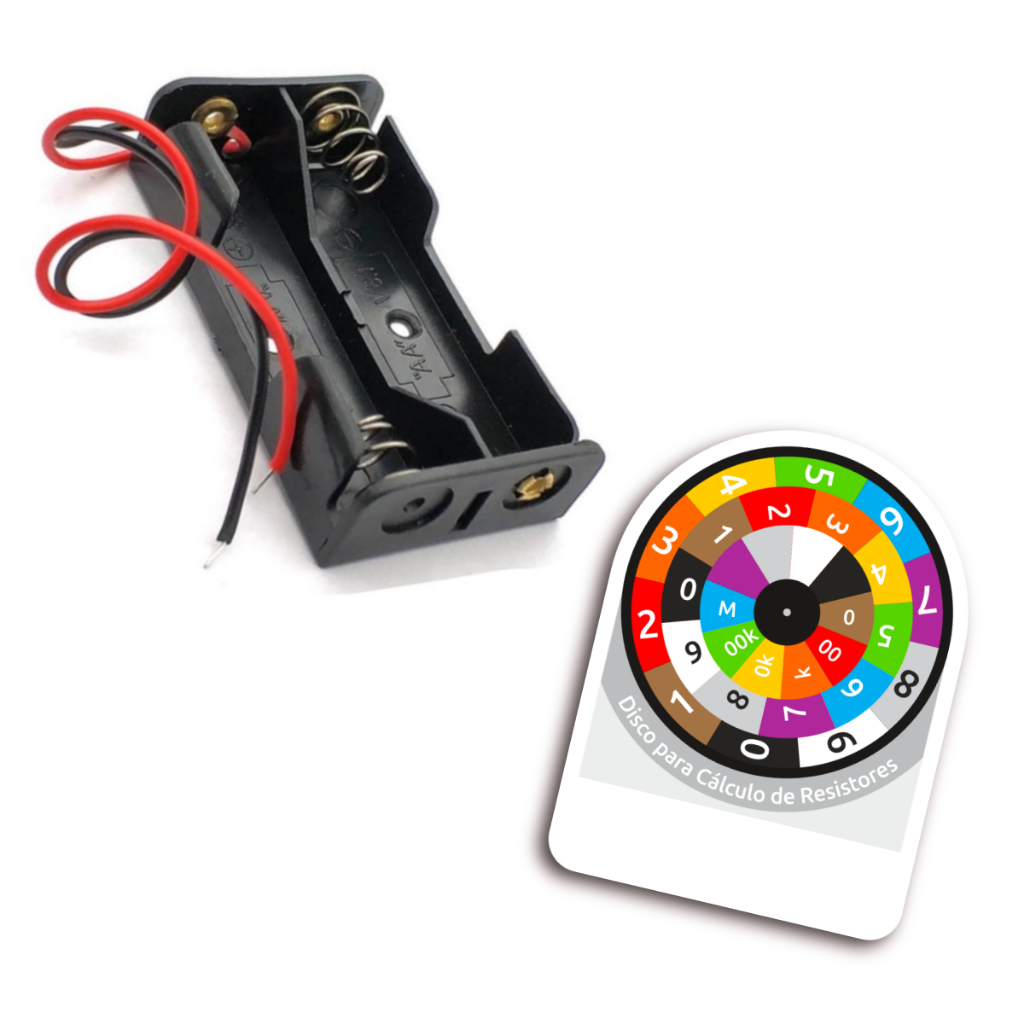 Suporte Porta 2 Pilhas AA Com Rabicho Para Projetos