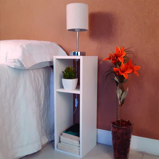 Mesa De Cabeceira Pequena 20x20x60cm para Quarto Sala - Individual ou Conjunto - Branca, Preta e Amadeirada