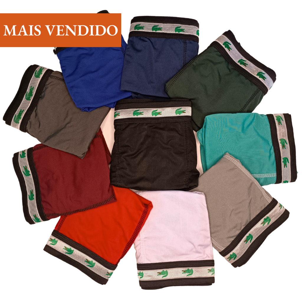 Kit com 10 Cuecas Boxer Adulto Envio Imediato microfibra cores variadas