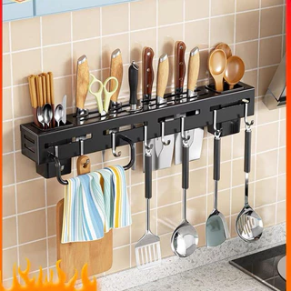 Suporte Para Armazenamento de Facas 50x7x5cm com 8 GANCHOS Para Talheres Utensílios de Cozinha Multiuso Universal