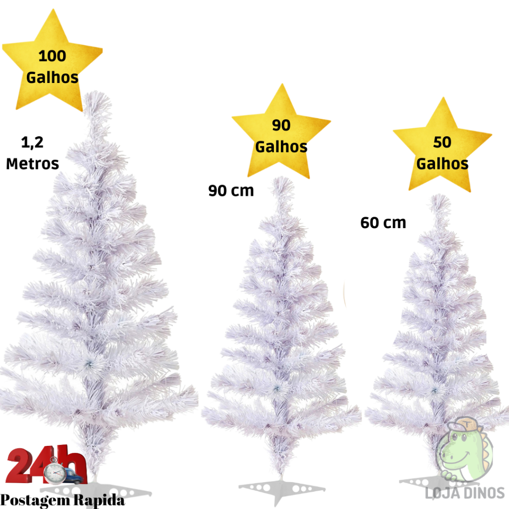 Árvore de Natal Branca 60cm 90cm 120 cm