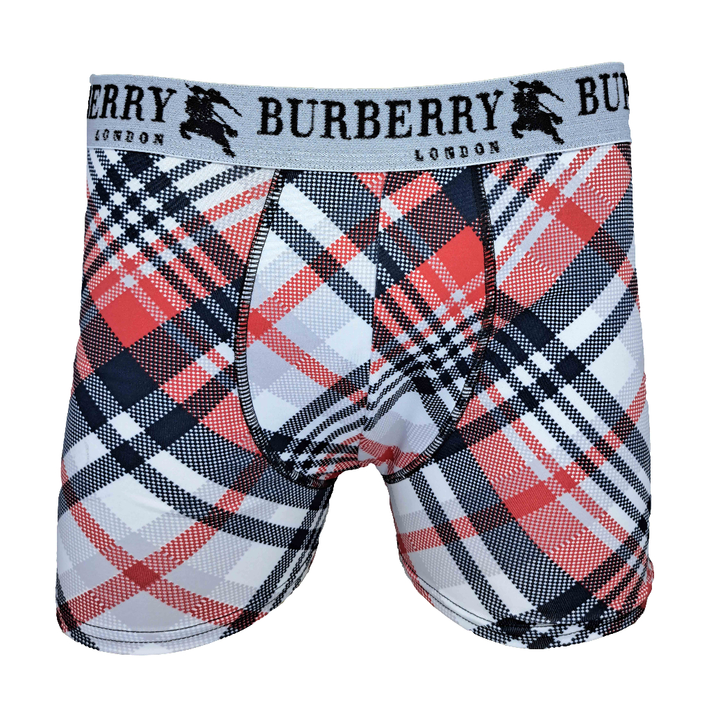 Kit com 3 Cuecas Boxer Xadrez Estampada Burberry Forro de Algodão