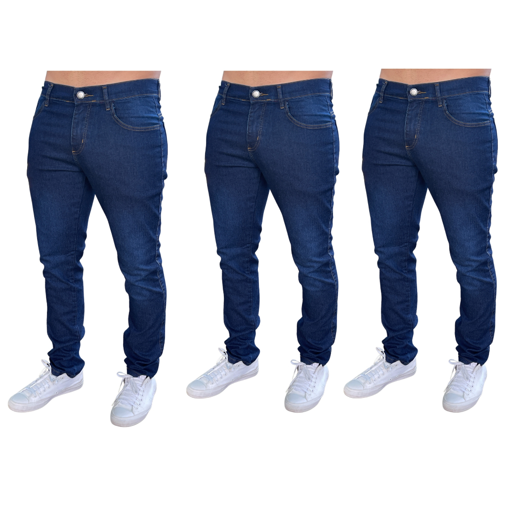 Kit 3 Calças Jeans Masculina Básica Trabalho Premium