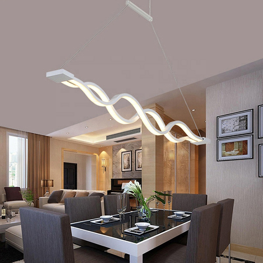 lustre Pendente 2 ondas 4000K bivolt branco Original mesa de jantar Preto ou Branco