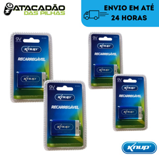 Kit 4 Baterias Recarregável Knup 9 Volts 9v 450mah Original