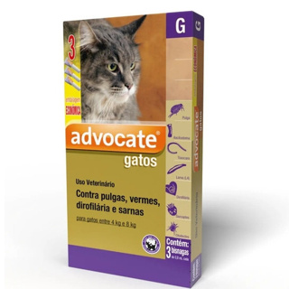 Advocate Cat Antipulgas para Gatos de 4 a 8kg Combo de 3 Pipetas de 0,8ml Elanco