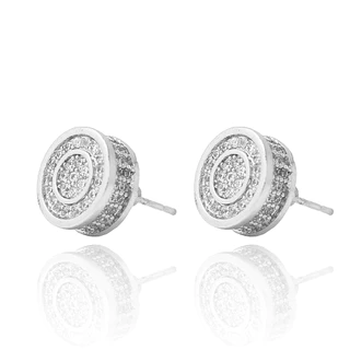 Brinco Cravejado Redondo Ice de Luxo - Banhado a Ouro 18K - Banho de Prata 925