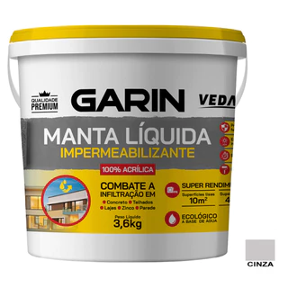 Manta Líquida Emborrachada Impermeabilizante Garin 3,6kg CINZA