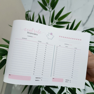 Bloco controle financeiro e contas - Rosa - Bloco de Notas